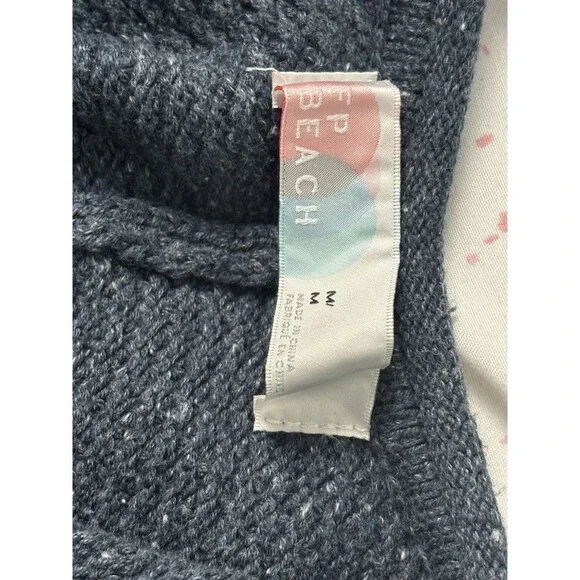 Free People Beach Hailee Knit Sweater Jumper Jumpsuit Navy Sz M Boho Beach - Picture 6 of 12